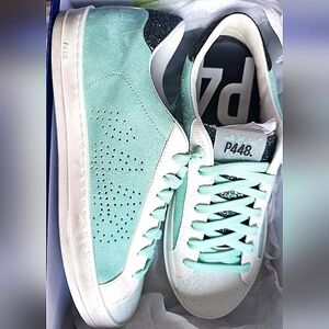 John Low P448 GLITTER Mint Sneakers Womans 38/US 8 GLINIDO $300 NIB Free People